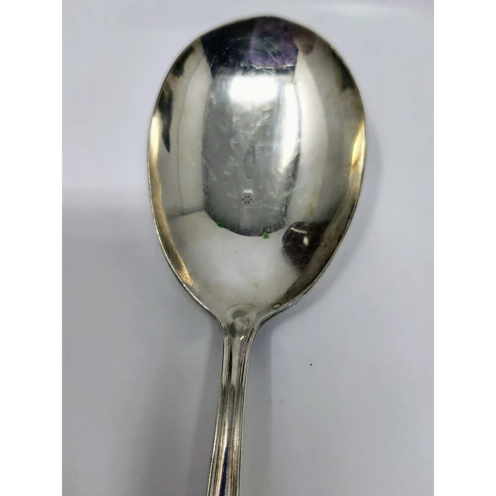 Old Company Plate Signature Rose Serving Spoon & Meat Fork 8” Mono S